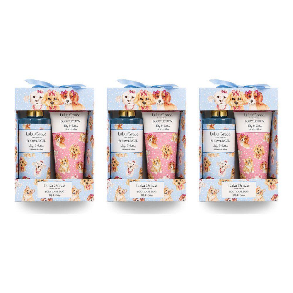 Lulu Grace Lily & Cotton Shower Gel 250mL & Body Lotion 150mL Body Care Duo Bundle of 3