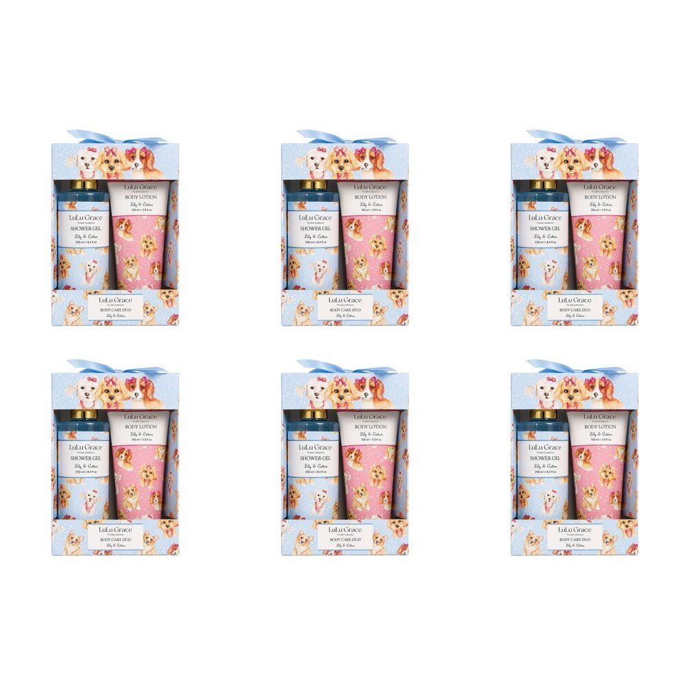 Lulu Grace Lily & Cotton Shower Gel 250mL & Body Lotion 150mL Body Care Duo Bundle of 6
