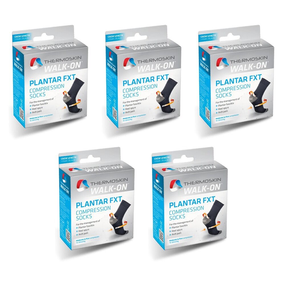 Thermoskin Plantar FXT Compression Socks Crew Small Black Pack of 5