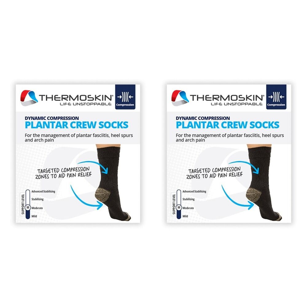 Thermoskin Plantar FXT Compression Socks Crew Large Black Pack of 2