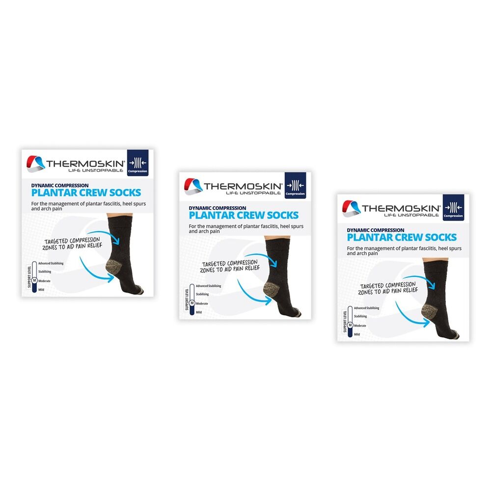 Thermoskin Plantar FXT Compression Socks Crew Large Black Pack of 3