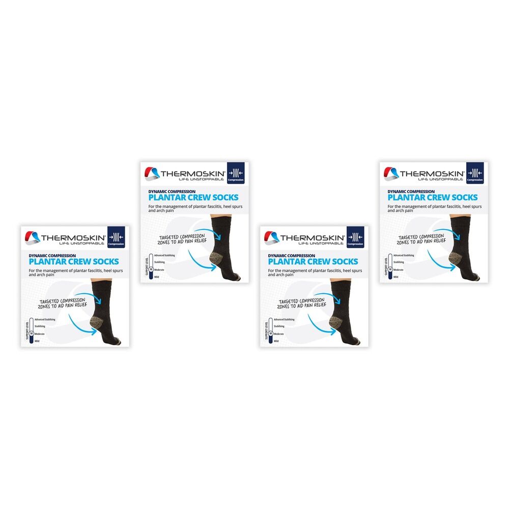 Thermoskin Plantar FXT Compression Socks Crew Large Black Pack of 4