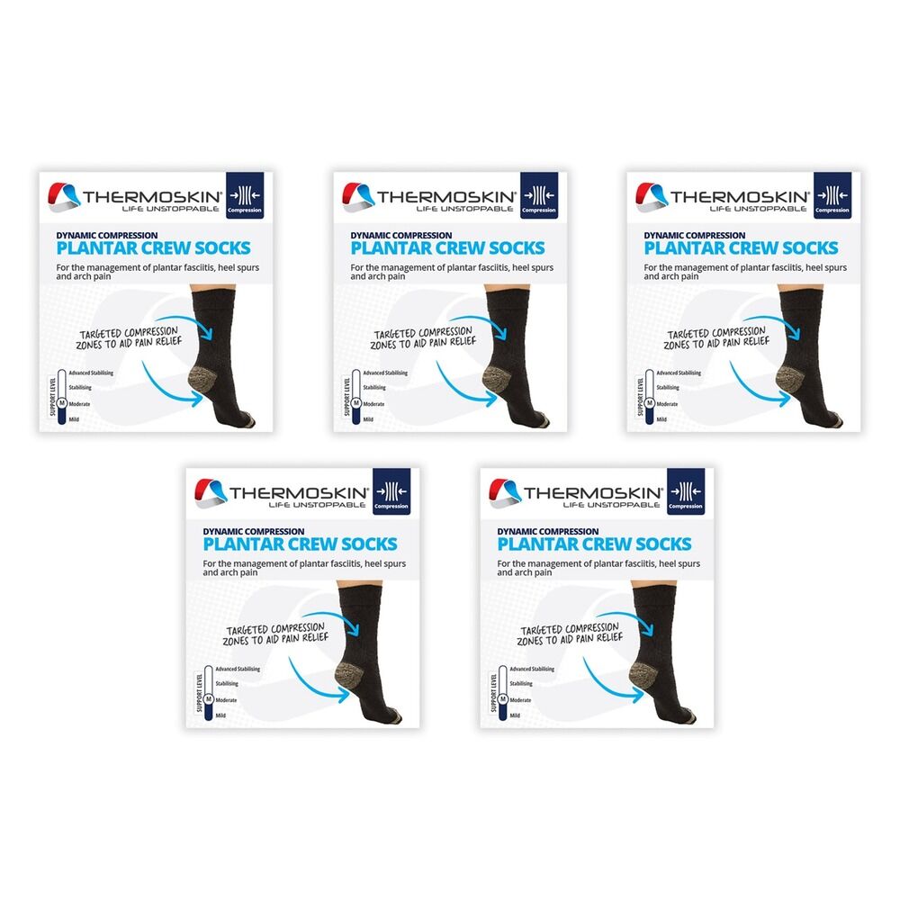 Thermoskin Plantar FXT Compression Socks Crew Large Black Pack of 5