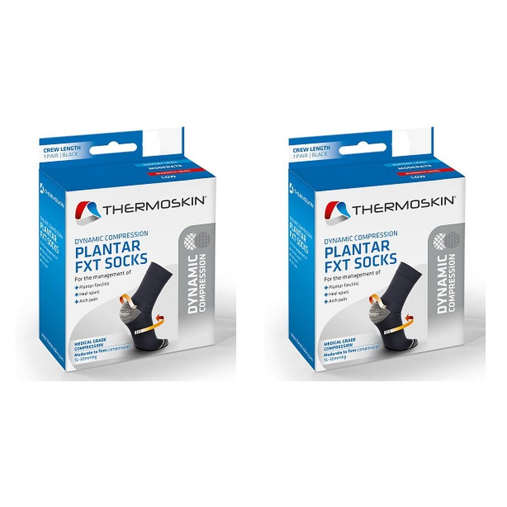 Thermoskin Plantar FXT Compression Socks Crew Extra Large Black Pack of 2