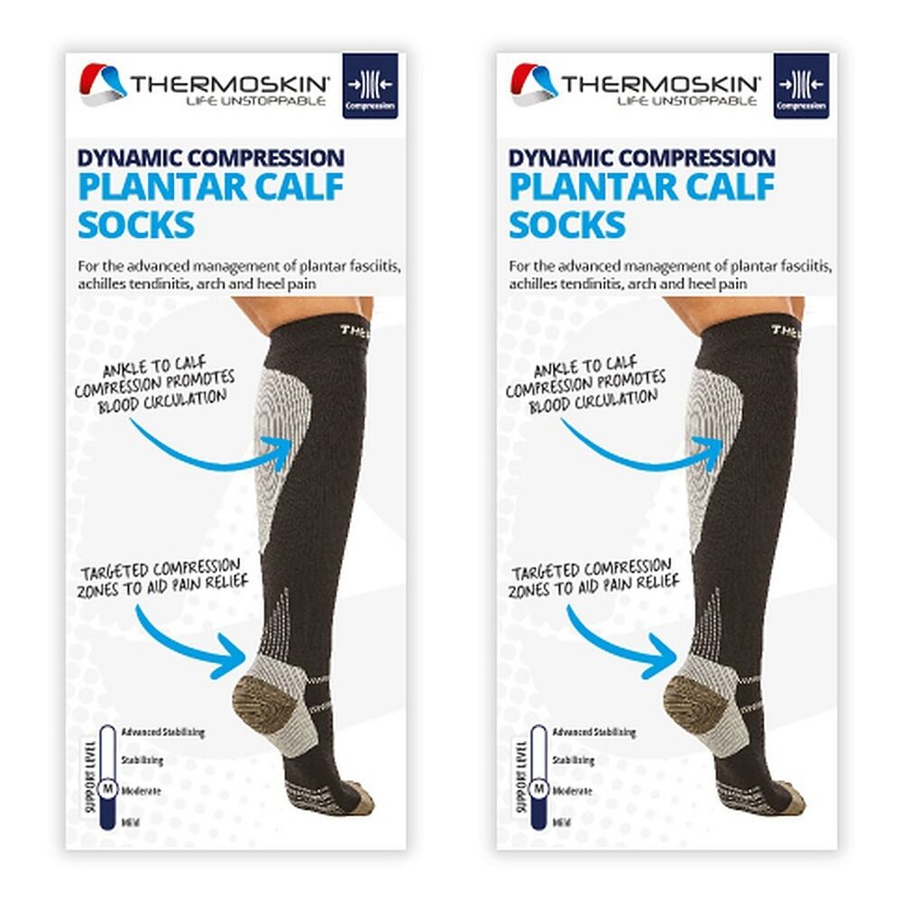 Thermoskin Plantar FXT Compression Socks Calf Medium Black Pack of 2