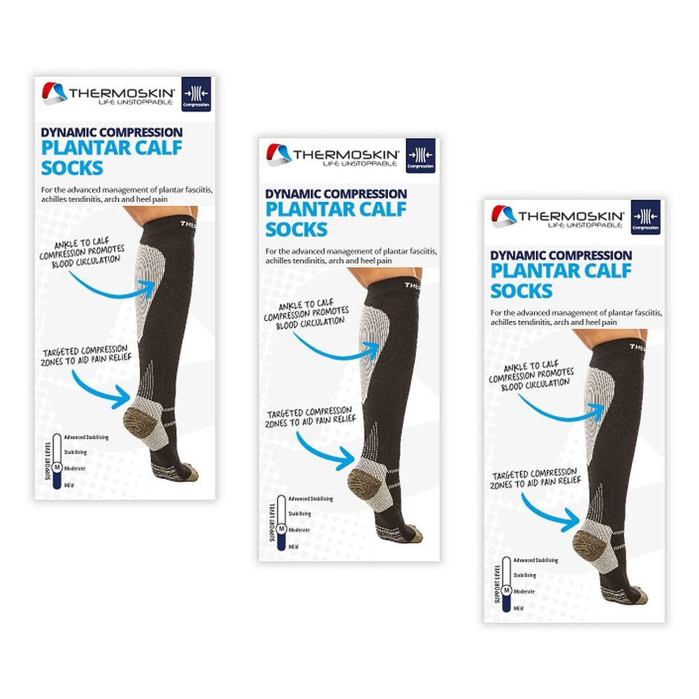 Thermoskin Plantar FXT Compression Socks Calf Medium Black Pack of 3