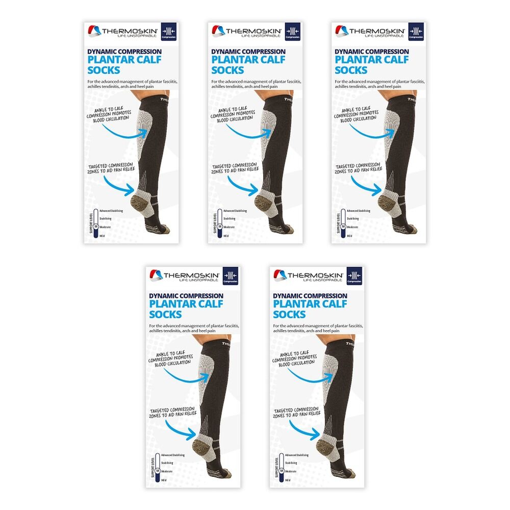 Thermoskin Plantar FXT Compression Socks Calf Medium Black Pack of 5