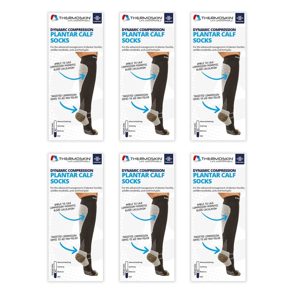 Thermoskin Plantar FXT Compression Socks Calf Medium Black Pack of 6