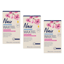 Nair Sensitive Mini Wax Strips Face & Sensitive Areas 20 Pack Bundle of 3