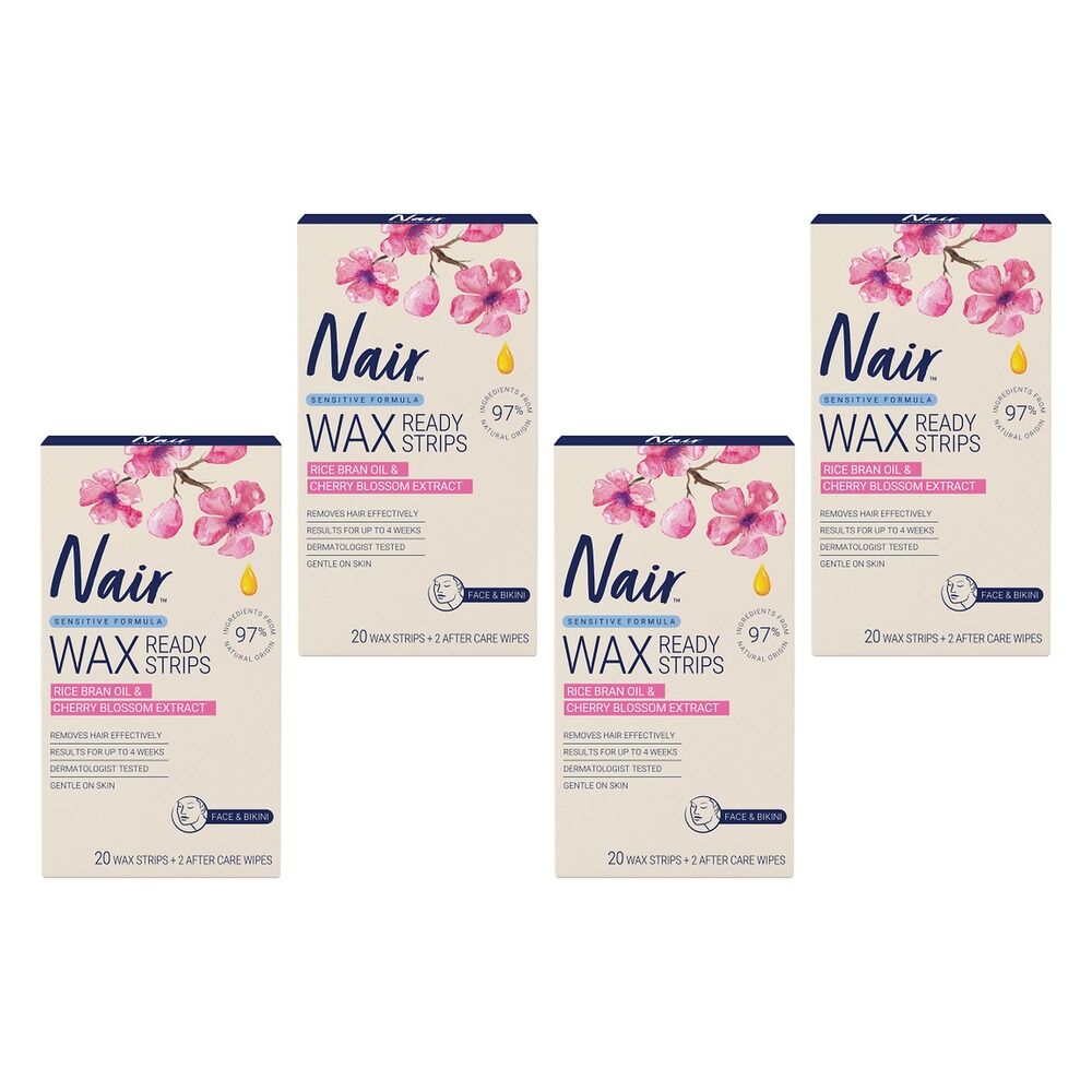 Nair Sensitive Mini Wax Strips Face & Sensitive Areas 20 Pack Bundle of 4