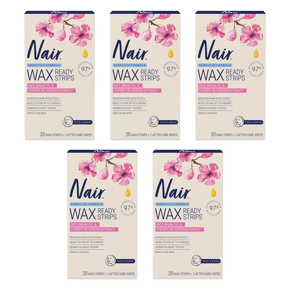 Nair Sensitive Mini Wax Strips Face & Sensitive Areas 20 Pack Bundle of 5