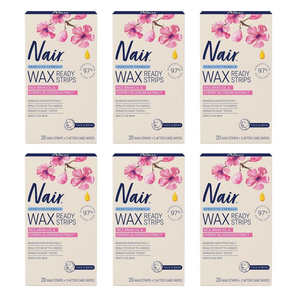 Nair Sensitive Mini Wax Strips Face & Sensitive Areas 20 Pack Bundle of 6