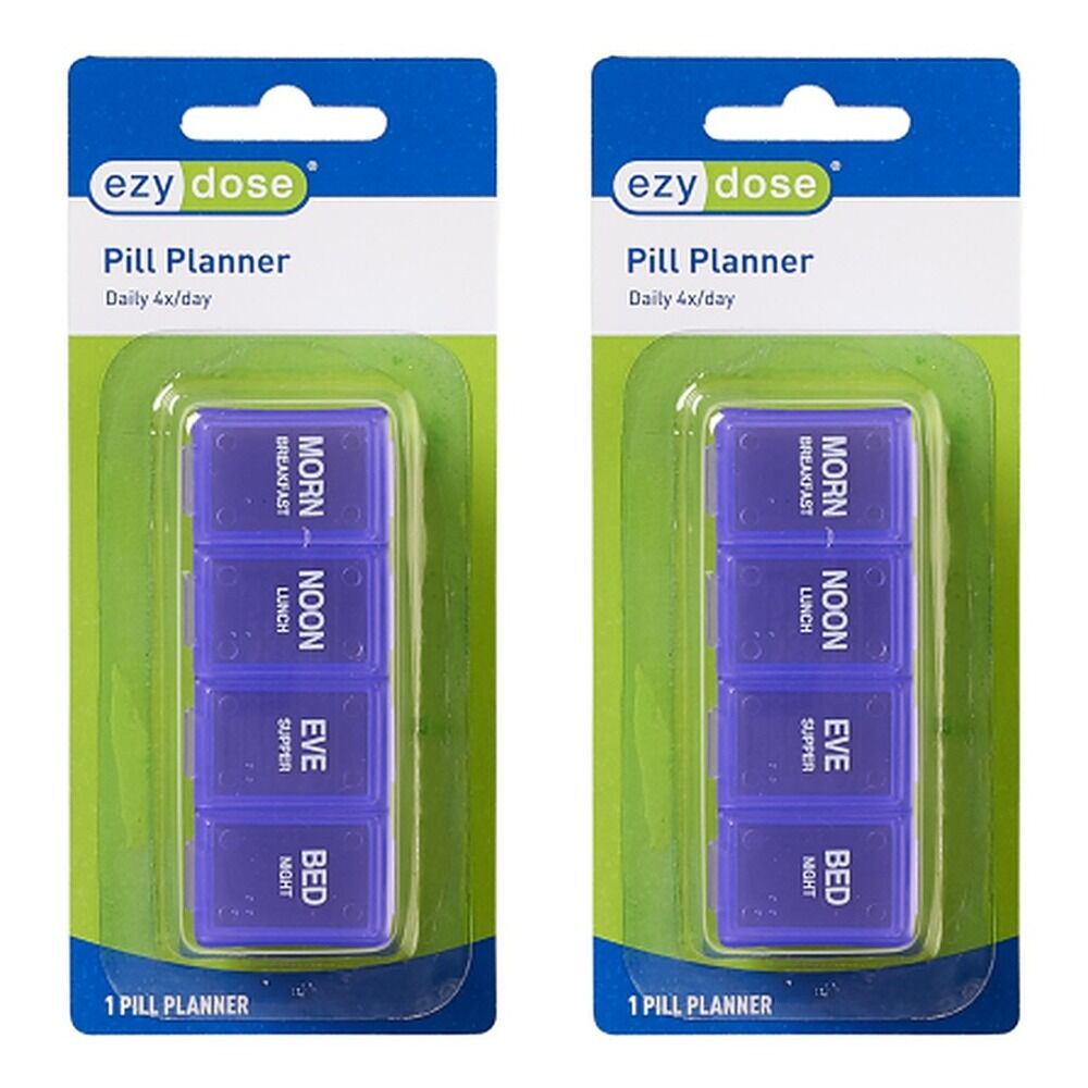 Ezy Dose Pill Planner Daily 4x Day Pack of 2