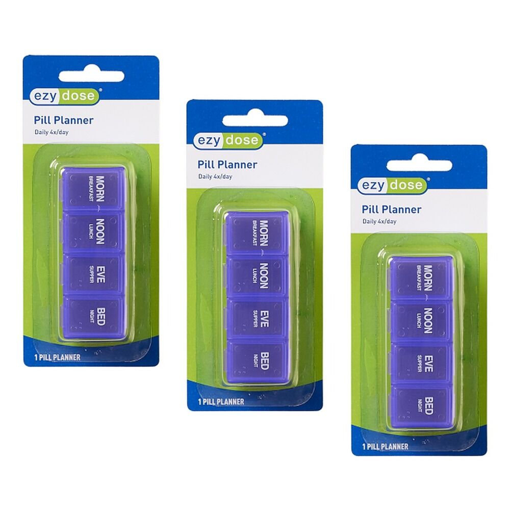 Ezy Dose Pill Planner Daily 4x Day Pack of 3