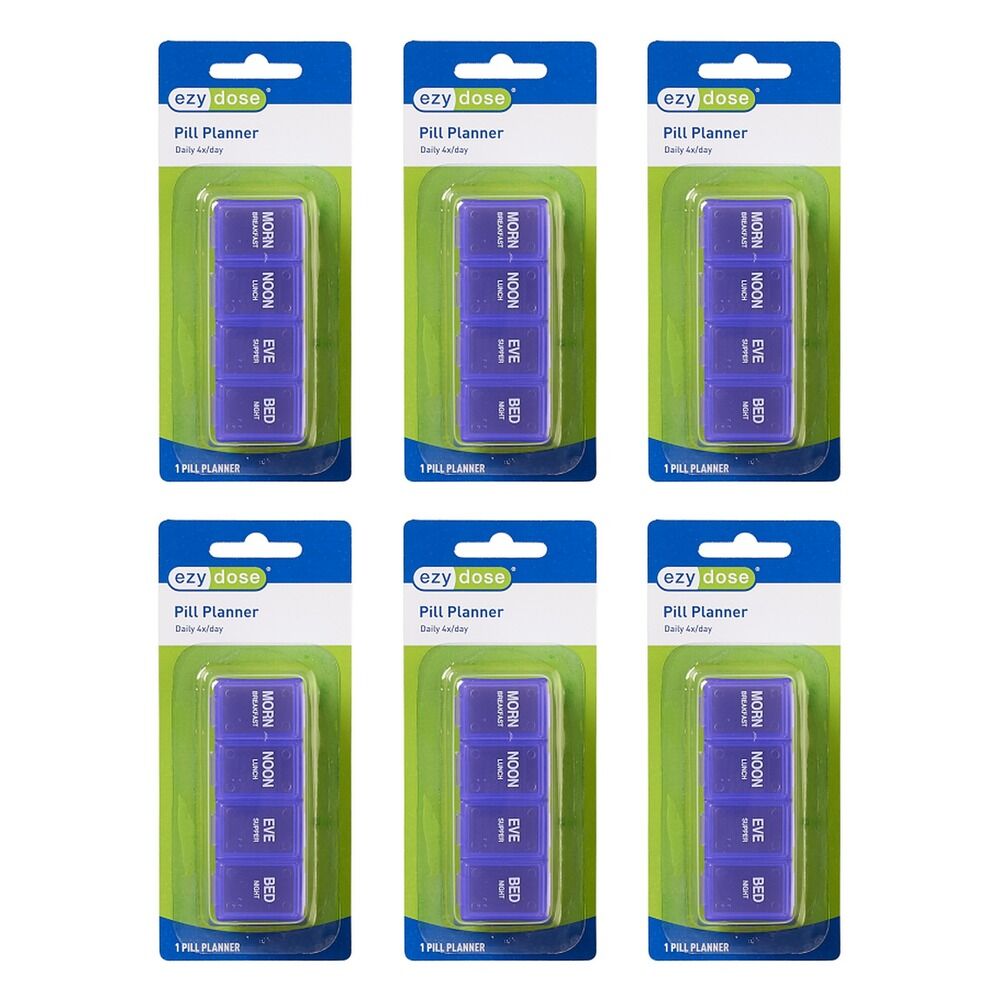 Ezy Dose Pill Planner Daily 4x Day Pack of 6