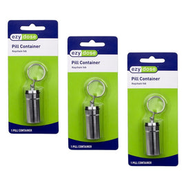 Ezy Dose Pill Container Keychain Fob Pack of 3