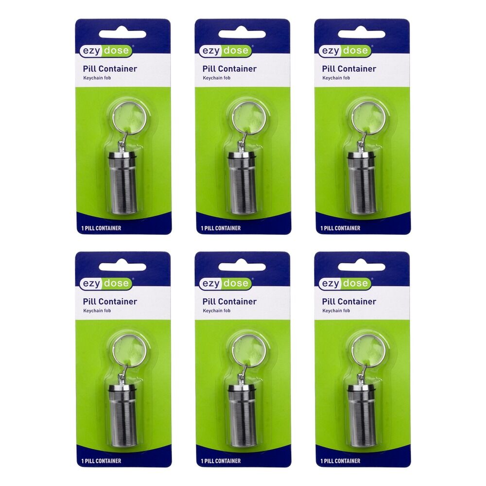 Ezy Dose Pill Container Keychain Fob Pack of 6
