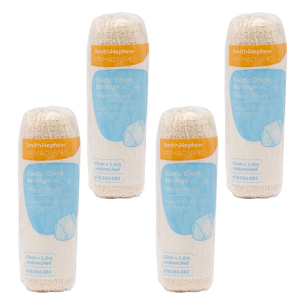 Primacrepe Elastic Crepe Bandage White 15cm x 1.6m Pack of 4
