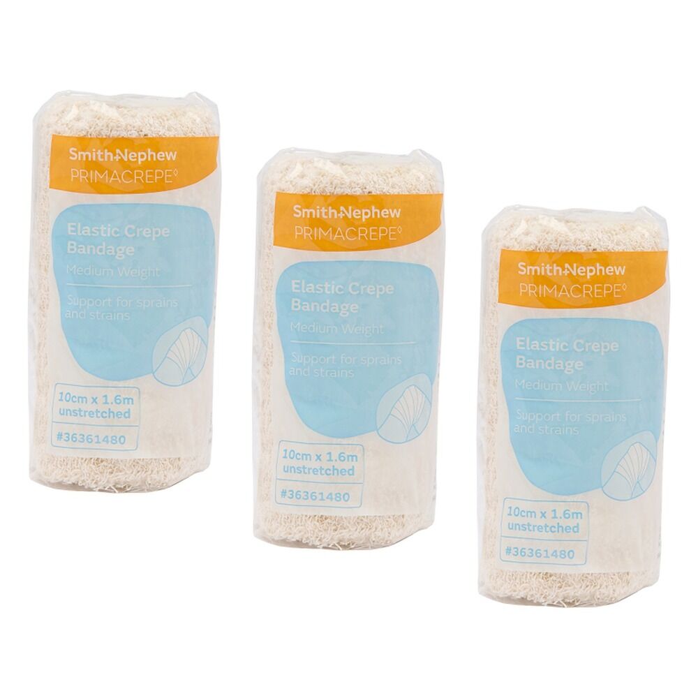 Primacrepe Elastic Crepe Bandage White 10cm x 1.6m Pack of 3