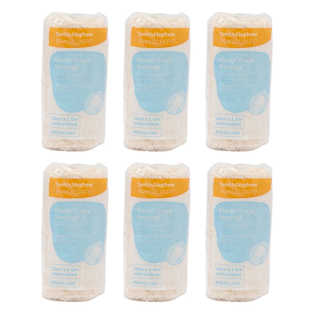 Primacrepe Elastic Crepe Bandage White 10cm x 1.6m Pack of 6