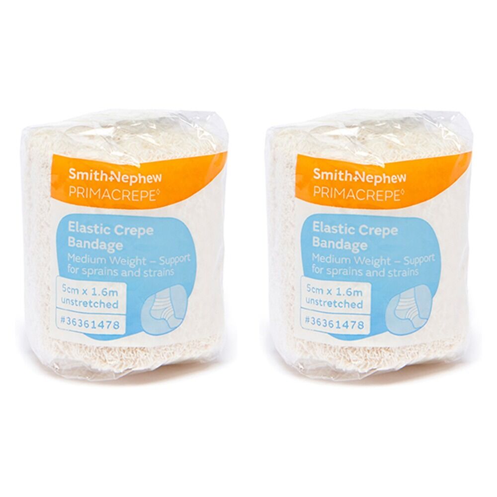 Primacrepe Elastic Crepe Bandage White 5cm x 1.6m Pack of 2