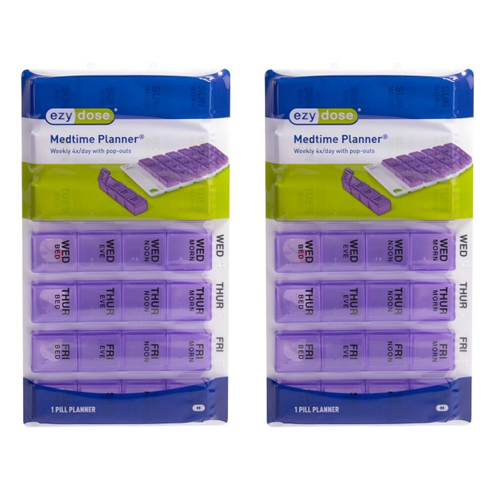 Ezy Dose Medtime Planner Weekly 4x Day with Pop-Outs Pack of 2