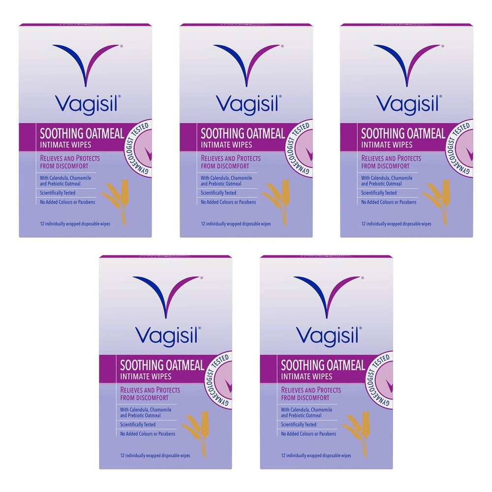 Vagisil Soothing Oatmeal Intimate Wipes 12 Wipes x 3 Bundle of 5
