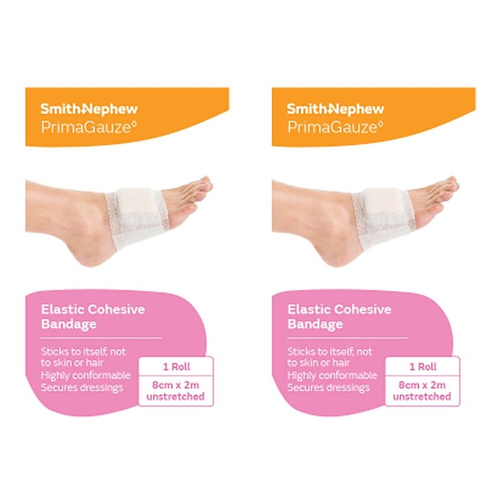 Primagauze Elastic Cohesive Bandage 8cm x 2m Pack of 2