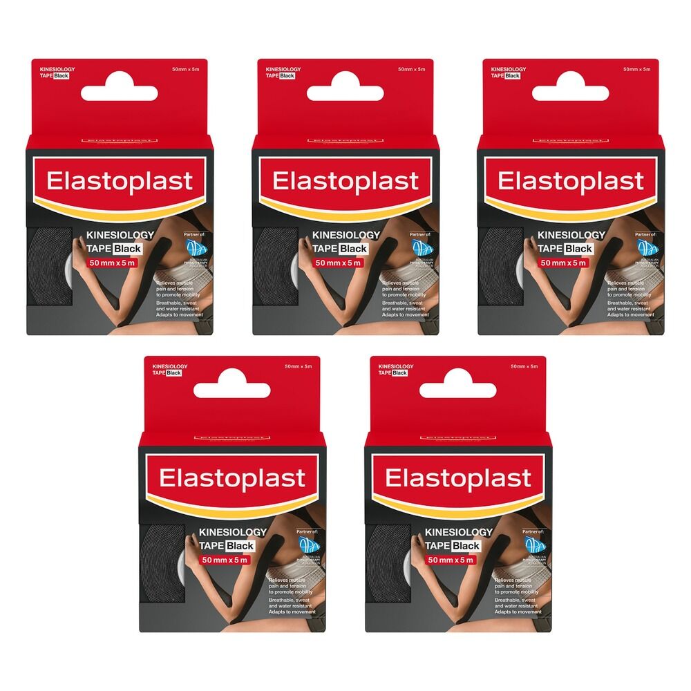 Elastoplast Kinesiology Tape Black 50mm x 5m Pack of 5