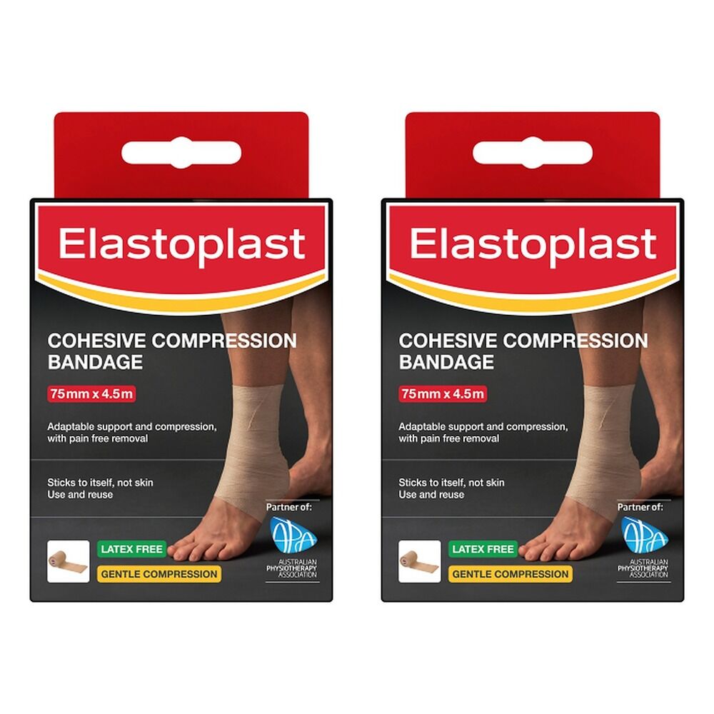 Elastoplast Cohesive Compression Bandage 75mm x 4.5m Pack of 2