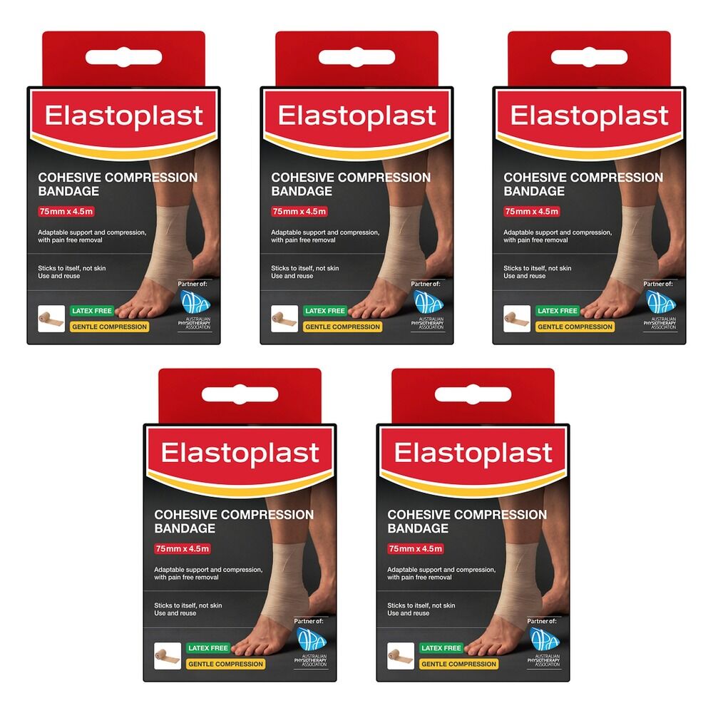 Elastoplast Cohesive Compression Bandage 75mm x 4.5m Pack of 5
