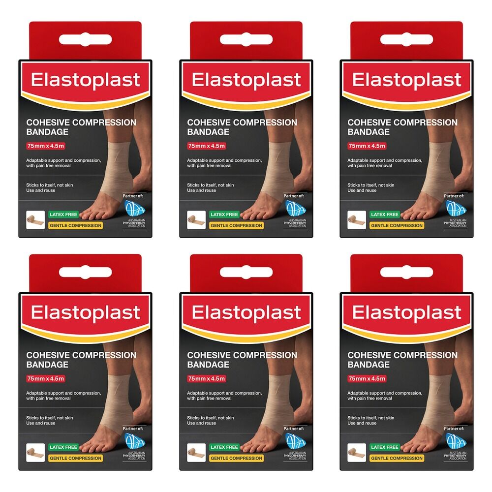 Elastoplast Cohesive Compression Bandage 75mm x 4.5m Pack of 6