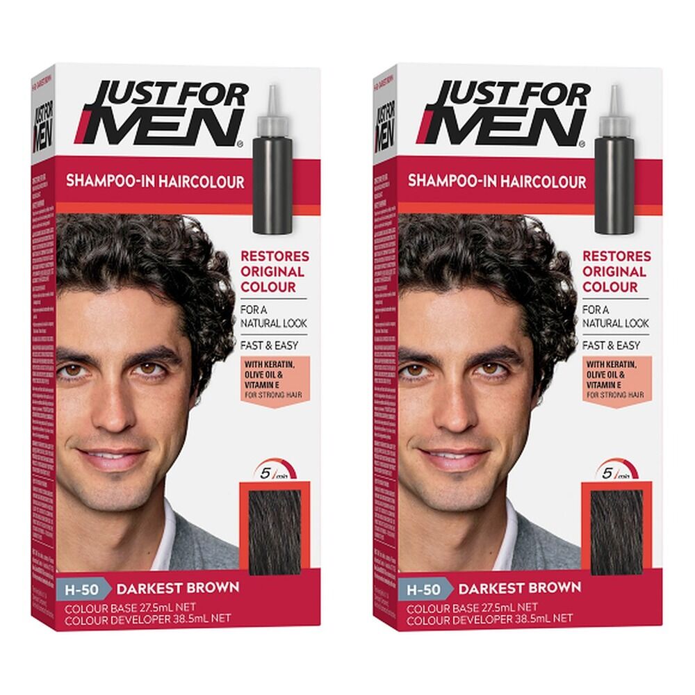Just For Men Hair Colour Darkest Brown 66mL x 3 Bundle of 2