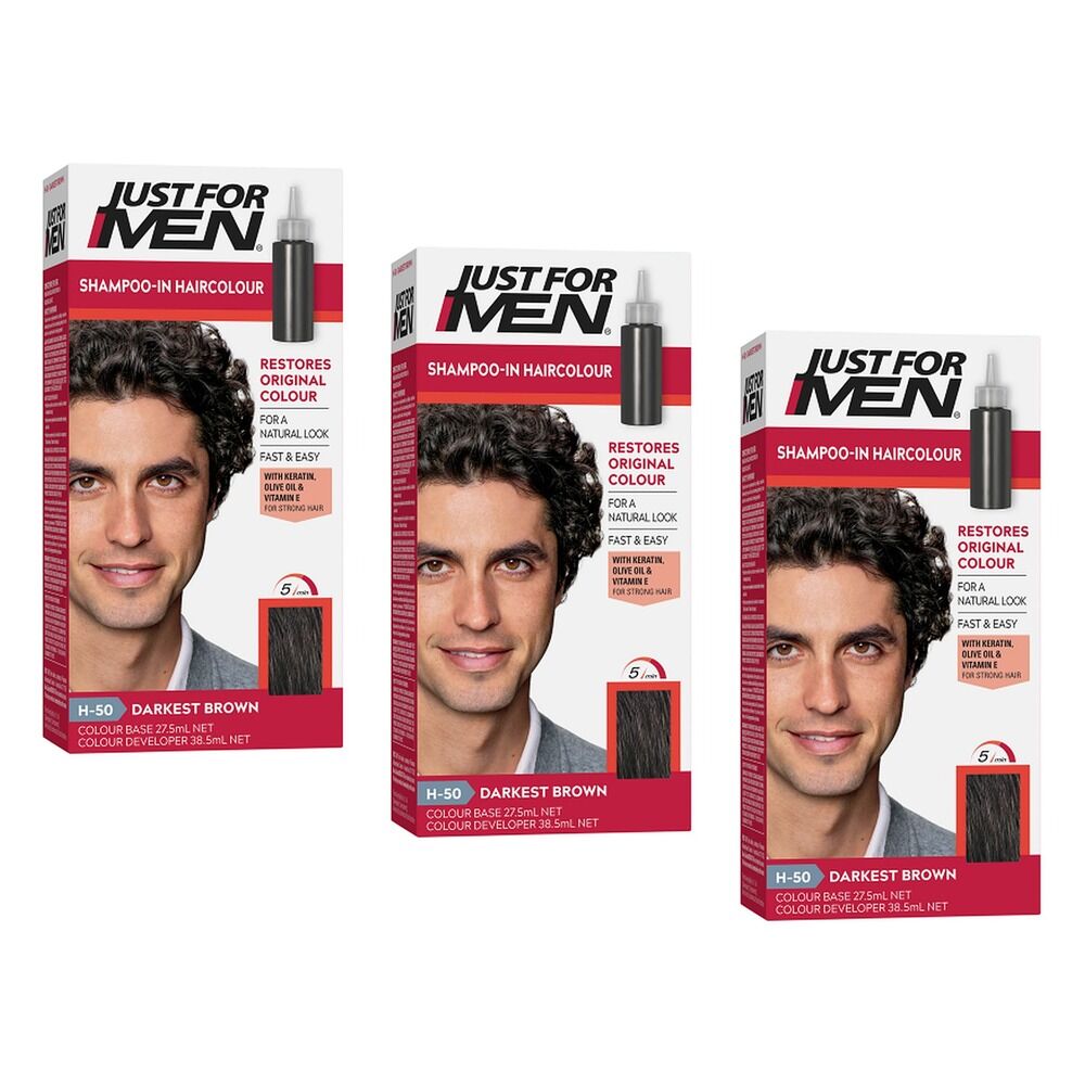 Just For Men Hair Colour Darkest Brown 66mL x 3 Bundle of 3