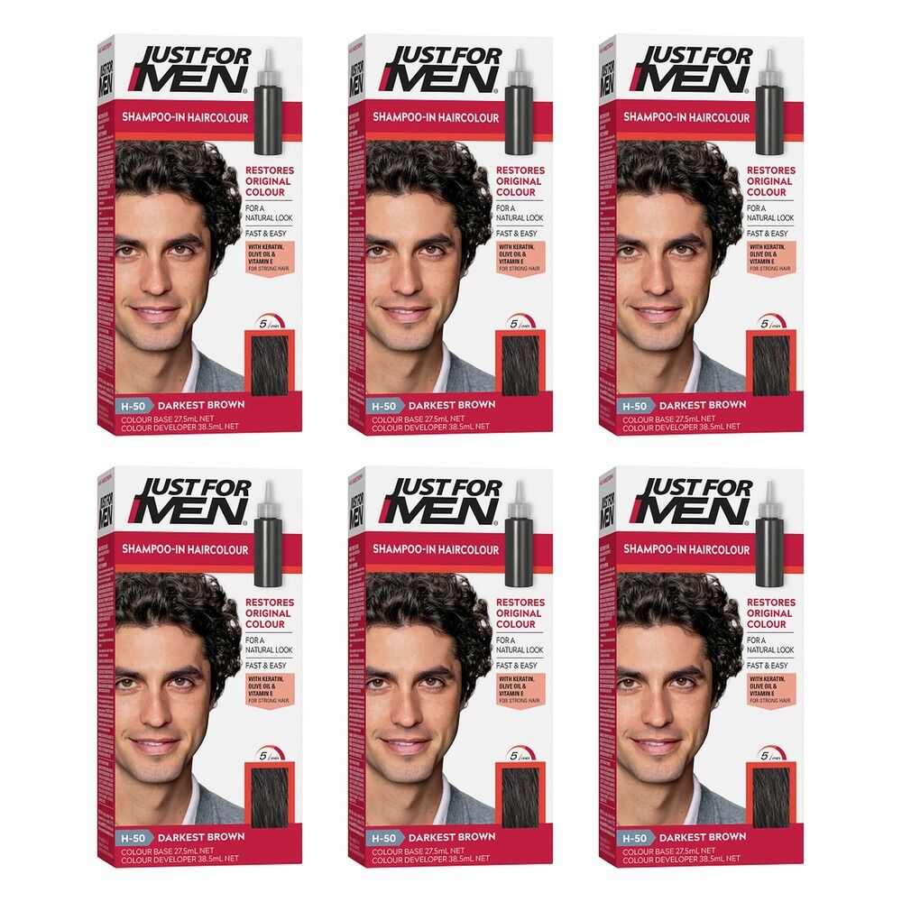 Just For Men Hair Colour Darkest Brown 66mL x 3 Bundle of 6