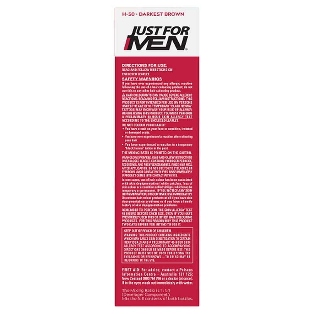 Just For Men Hair Colour Darkest Brown 66mL x 3