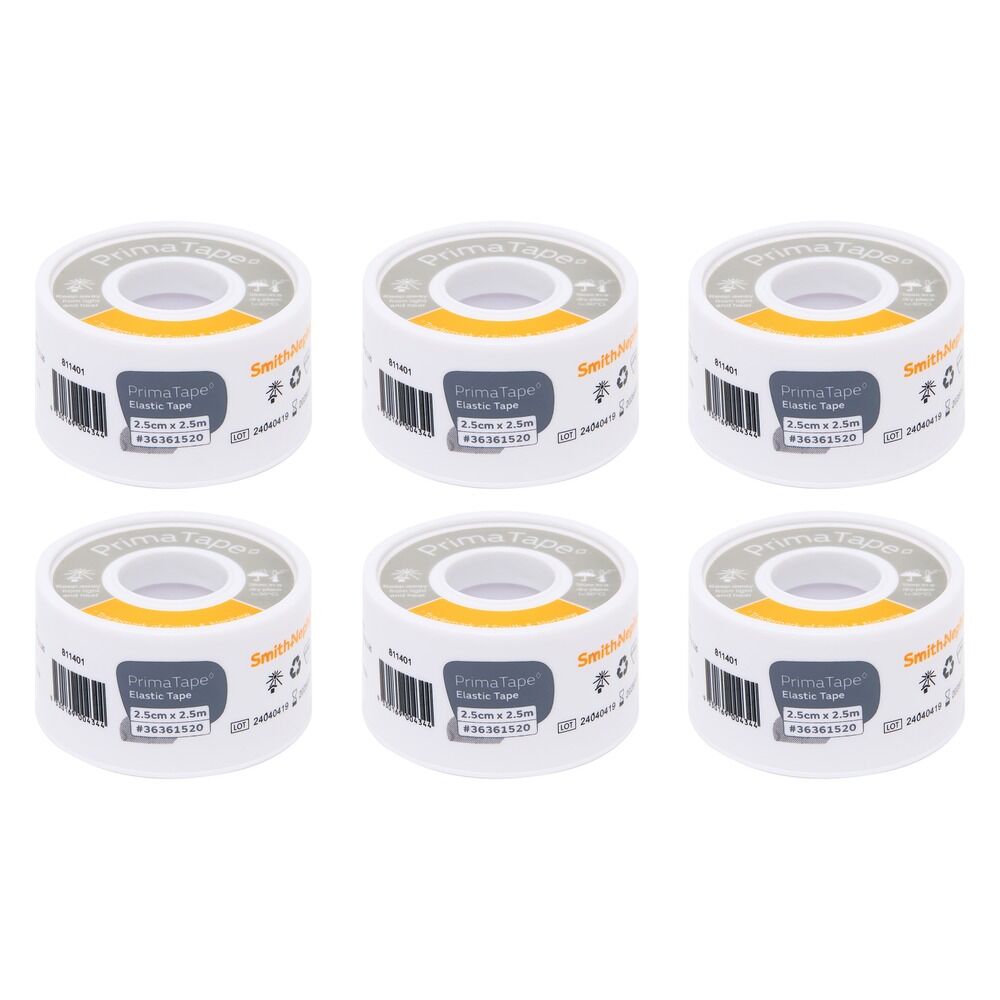 Primatape Elastic Tape 2.5cm x 2.5m Pack of 6