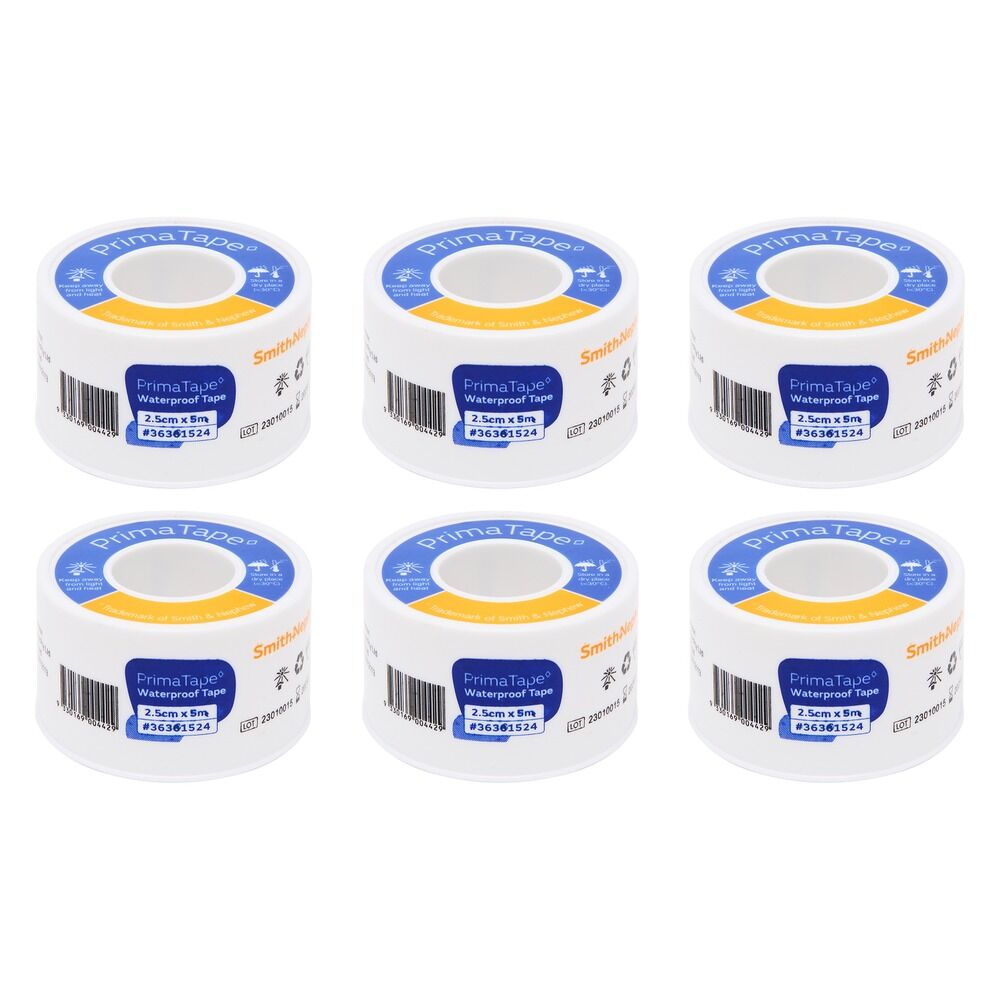 Primatape Waterproof Tape 2.5cm x 5m Pack of 6
