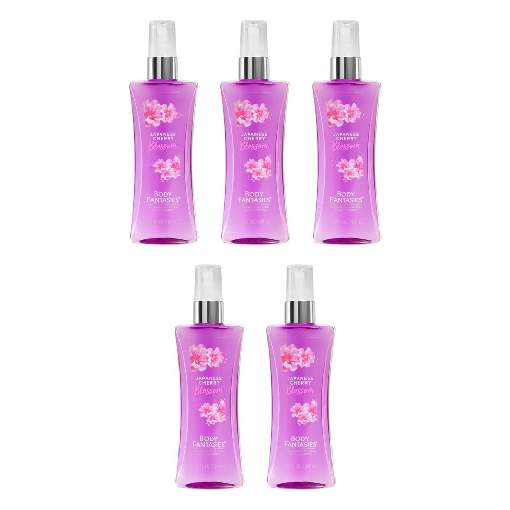 Body Fantasies Japanese Cherry Blossom Body Spray 94ml Bundle of 5