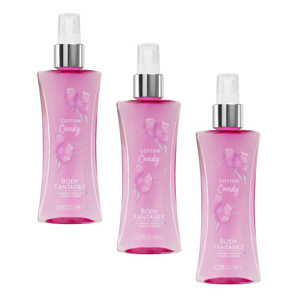Body Fantasies Cotton Candy Body Spray 94ml Pack of 3 Sweet Mist