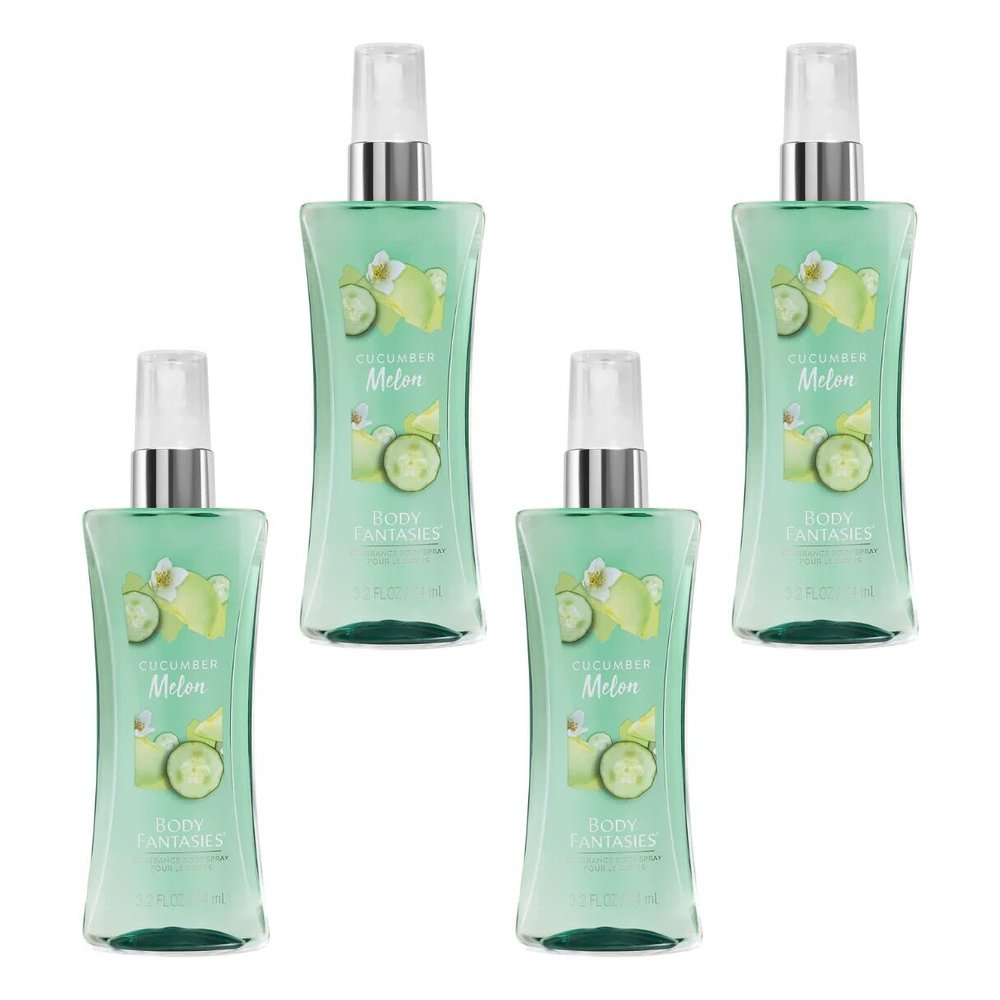 Body Fantasies Cucumber Melon Body Spray 94ml Bundle of 4