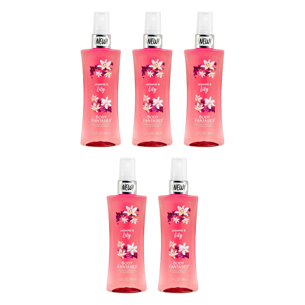 Body Fantasies Jasmine And Lily Body Spray 94ml Bundle of 5