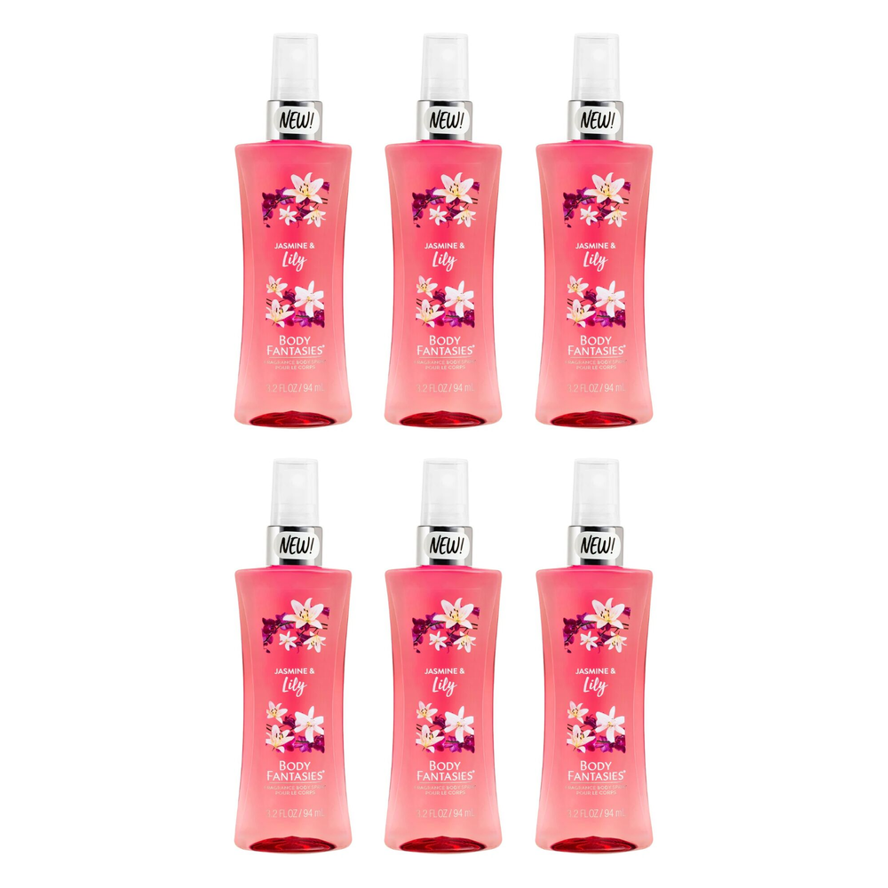 Body Fantasies Jasmine and Lily Body Spray 94ml Bundle of 6