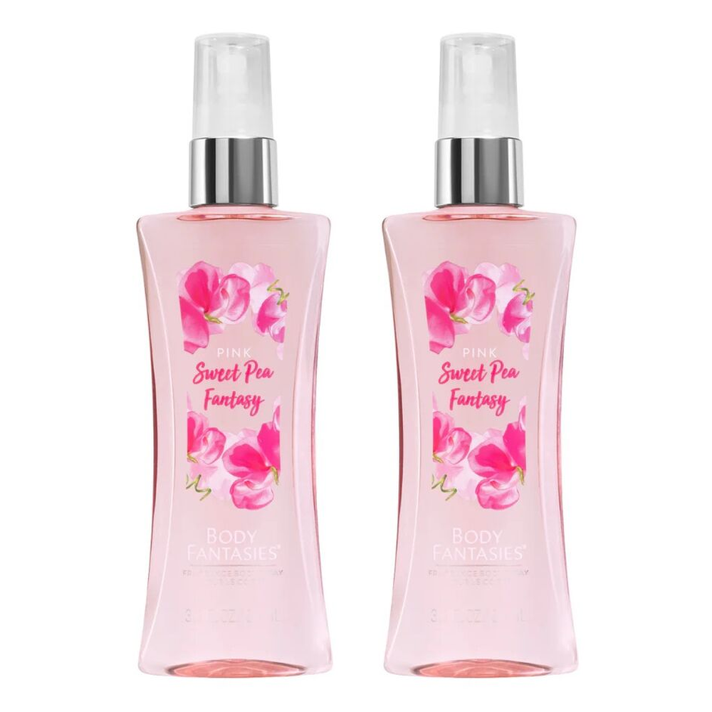 Body Fantasies Pink Sweet Pea Body Spray 94ml 2 Pack Bundle