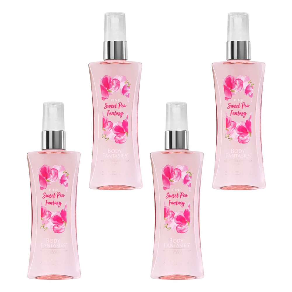 Body Fantasies Pink Sweet Pea Fantasy Body Spray 94ml Pack of 4