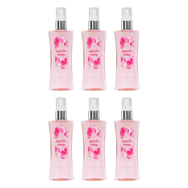 Body Fantasies Pink Sweet Pea Body Spray 94ml 6 Pack Bundle