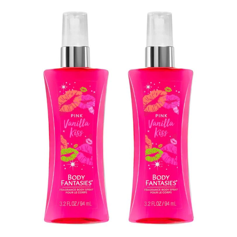 Body Fantasies Pink Vanilla Kiss Body Spray 94ml Bundle of 2