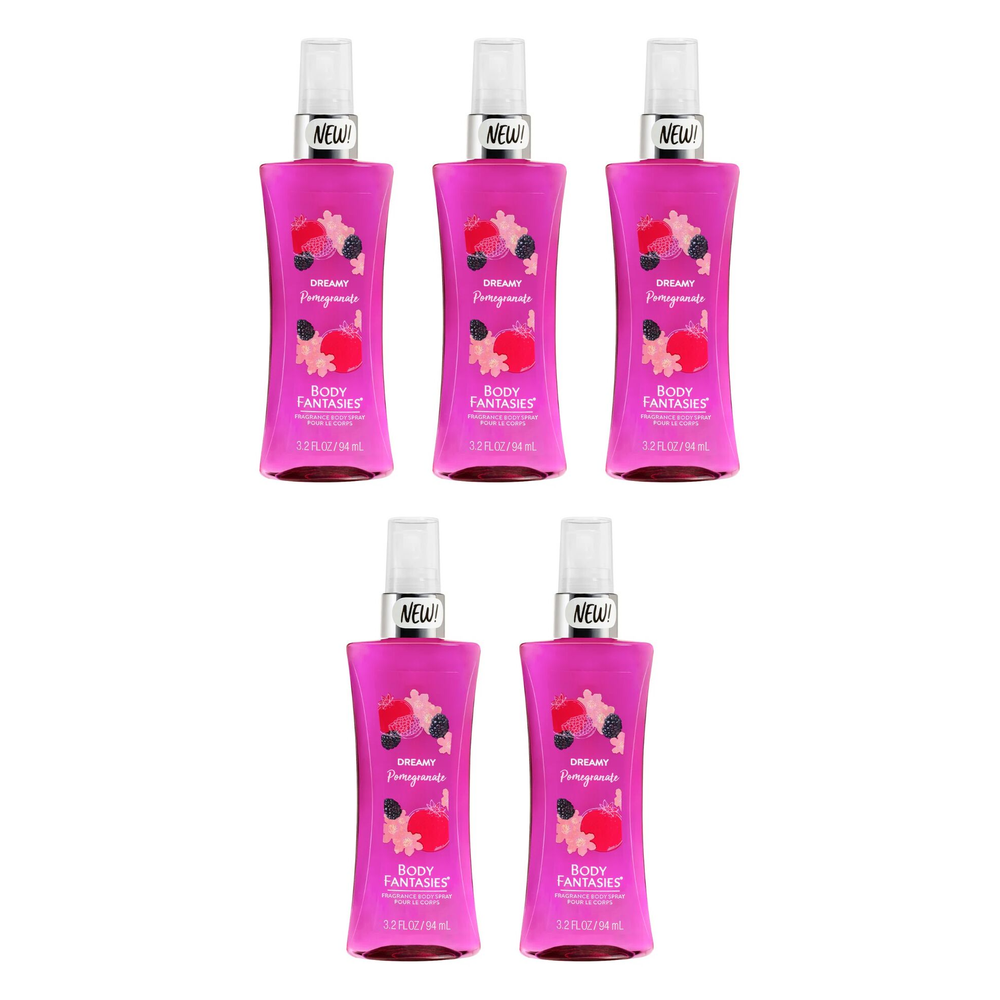 Body Fantasies Dreamy Pomegranate Body Spray 94ml Pack of 5 Bundle
