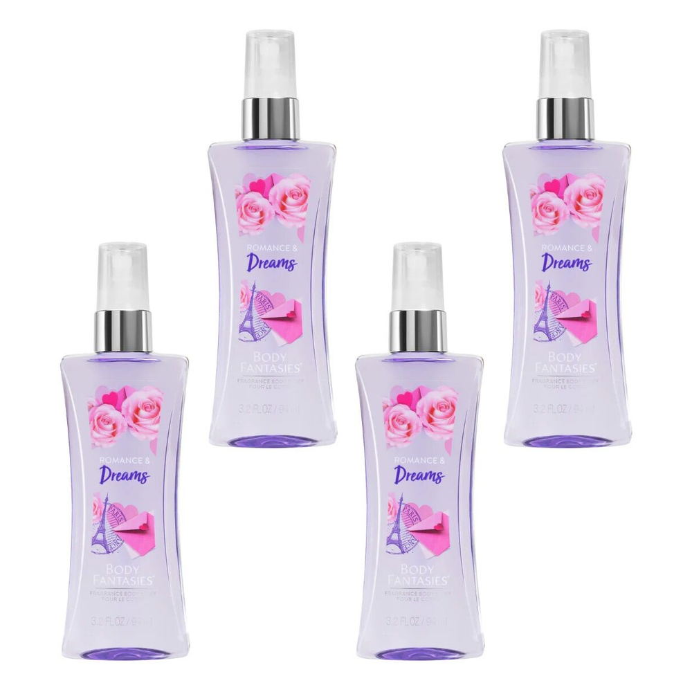 Body Fantasies Romance and Dreams Body Spray 94ml Bundle of 4