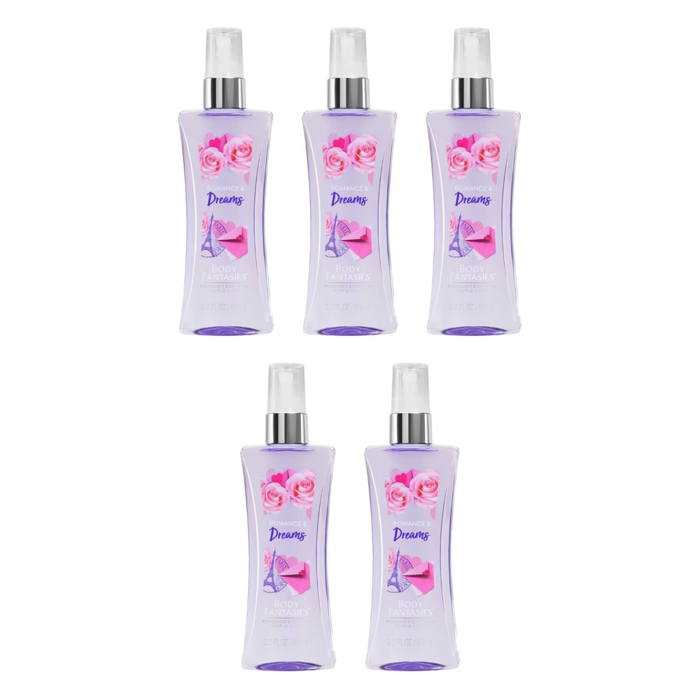 Body Fantasies Romance and Dreams Body Spray 94ml Bundle of 5